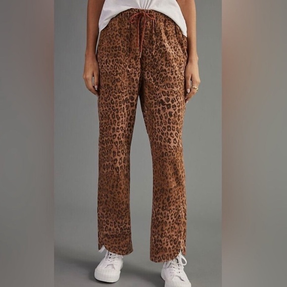NWT Anthropologie Pilcro The Cottage Corduroy Pull on Pants Leopard Print Sz XS - Picture 1 of 11